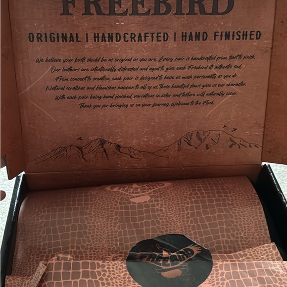 freebird Burgundy Croc-Embossed Leather Ankle Boots with Studded Buckles - Picture 8 of 8